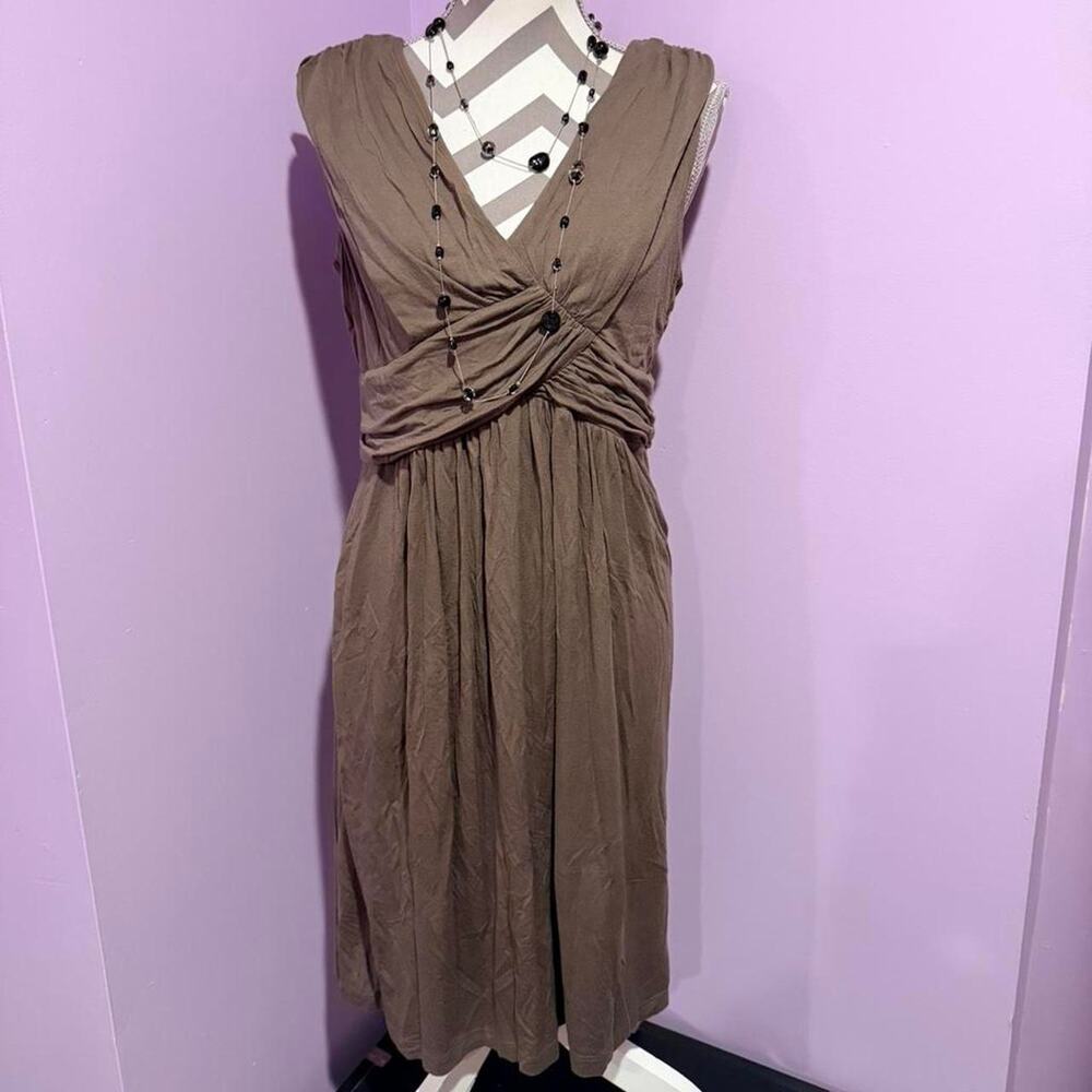 Dark greenbrown wrap dress flowy